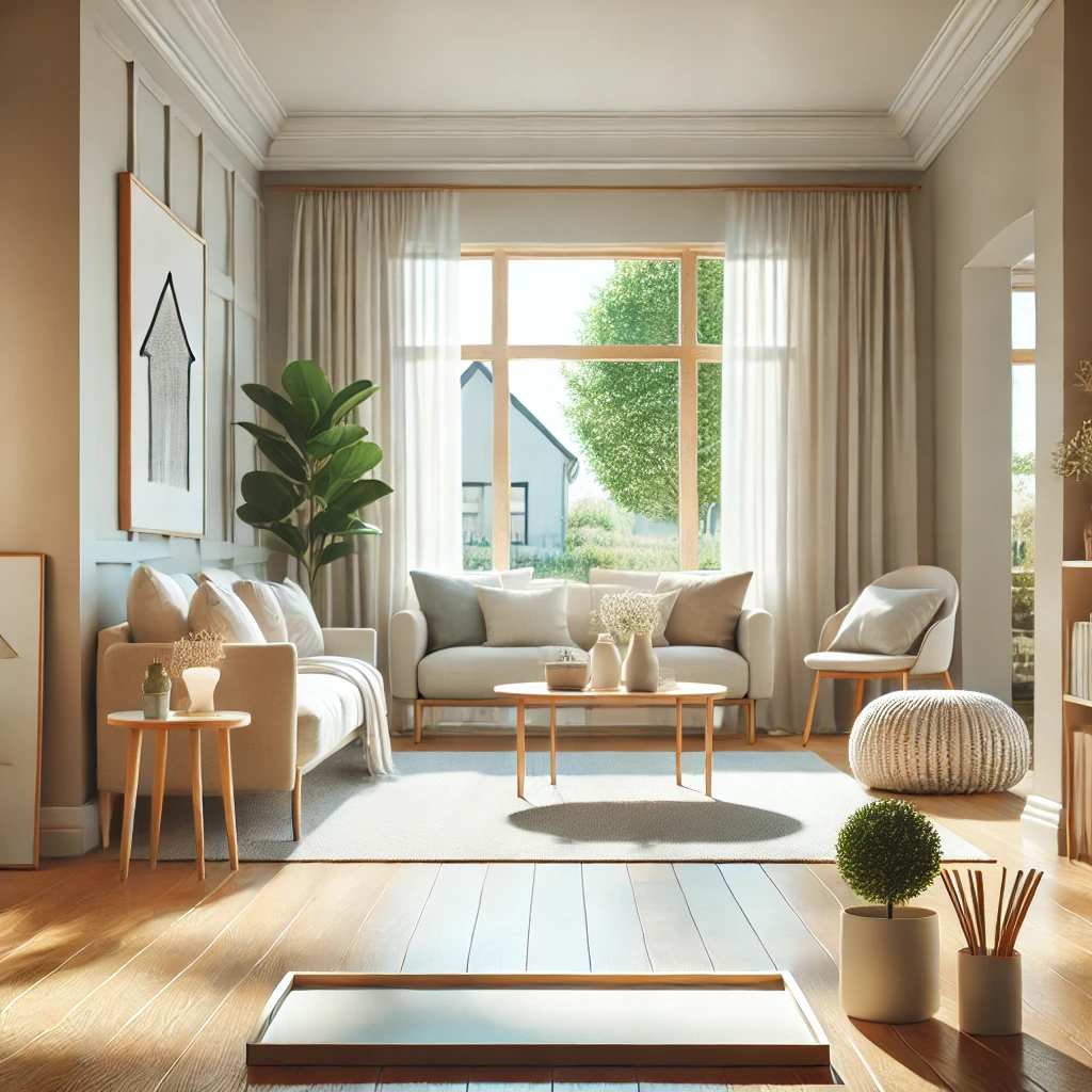 Imagen de un salón muy agradable con una ventana de fondo . Consejos para vender tu casa